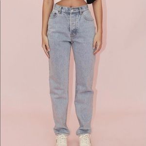 CRYBABY LIGHT VINTAGE WASHED HIGH RISE DENIM PANTS